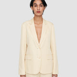 White Soft Cotton Silk Belmore Jacket - Joseph