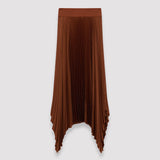 Brown Ade Knit Weave Plissé Skirt - Joseph