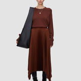 Brown Ade Knit Weave Plissé Skirt - Joseph