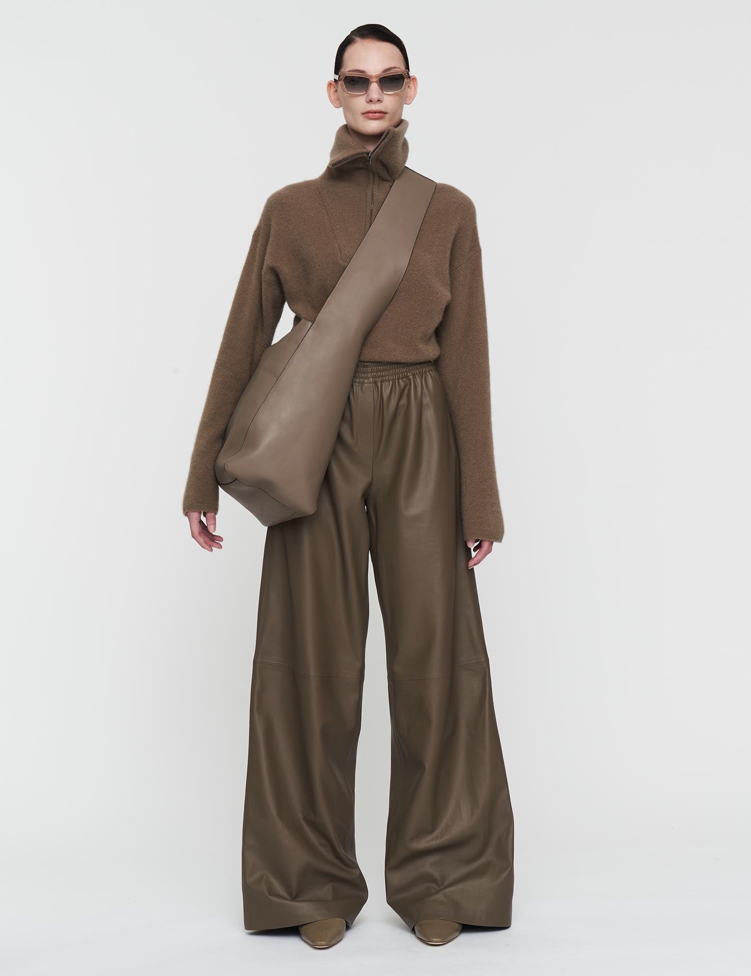 Brown Nappa Leather Ashbridge Trousers - Joseph