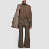 Brown Nappa Leather Talia Trousers - Joseph