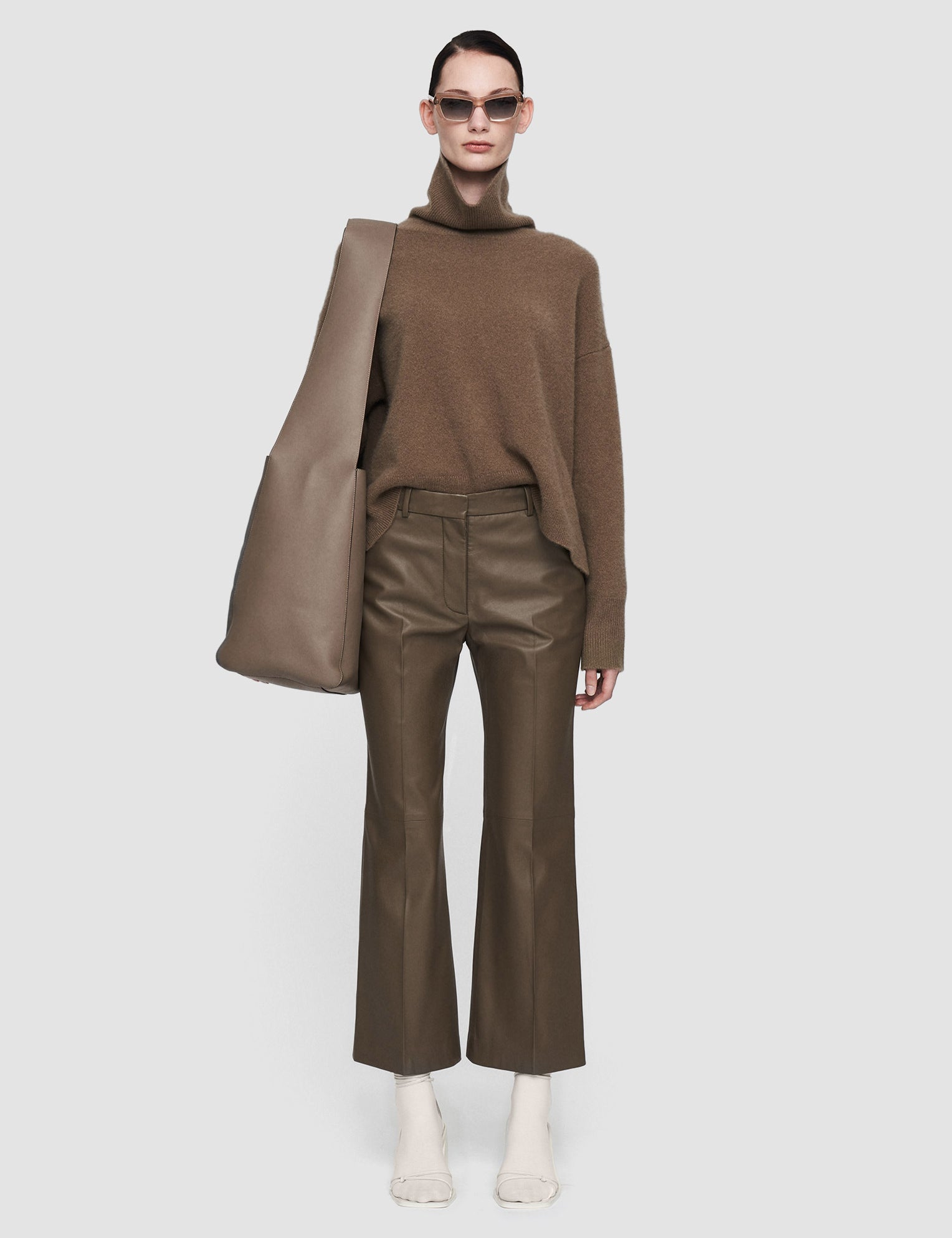 Brown Nappa Leather Talia Trousers - Joseph