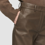 Brown Nappa Leather Talia Trousers - Joseph