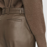 Brown Nappa Leather Talia Trousers - Joseph