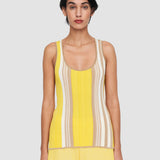 White Colour Block Rib Tank Top - Joseph