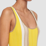 White Colour Block Rib Tank Top - Joseph