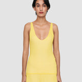 Yellow Plated Knit Tank Top - Joseph