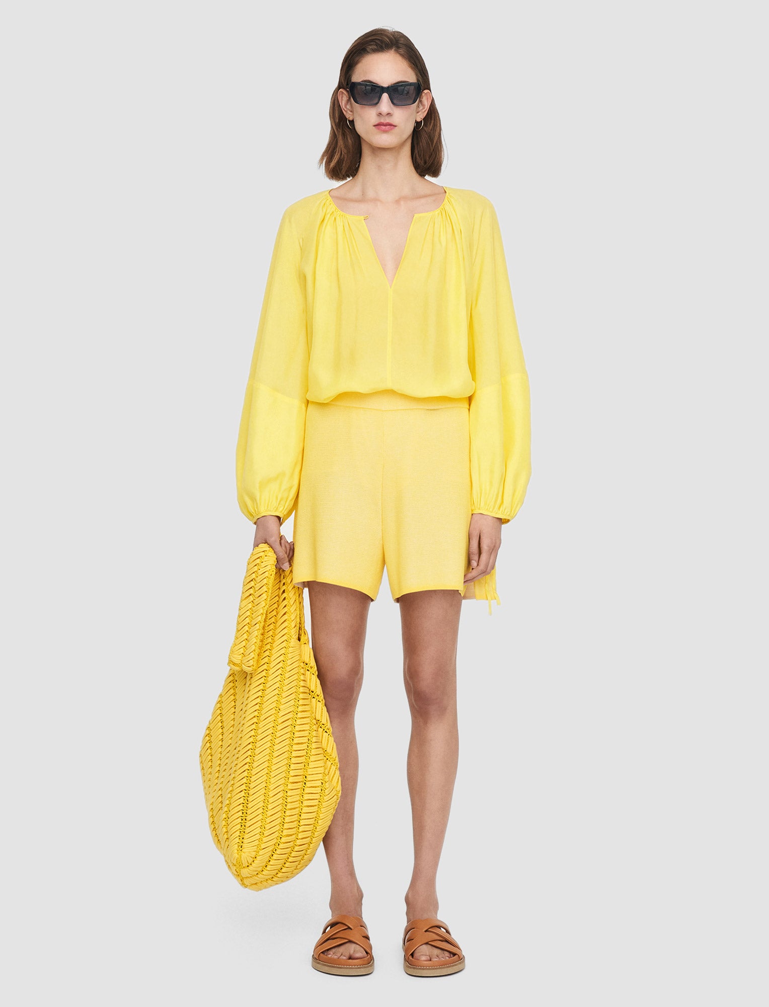 yellow-plated-knit-shorts-JOSEPH