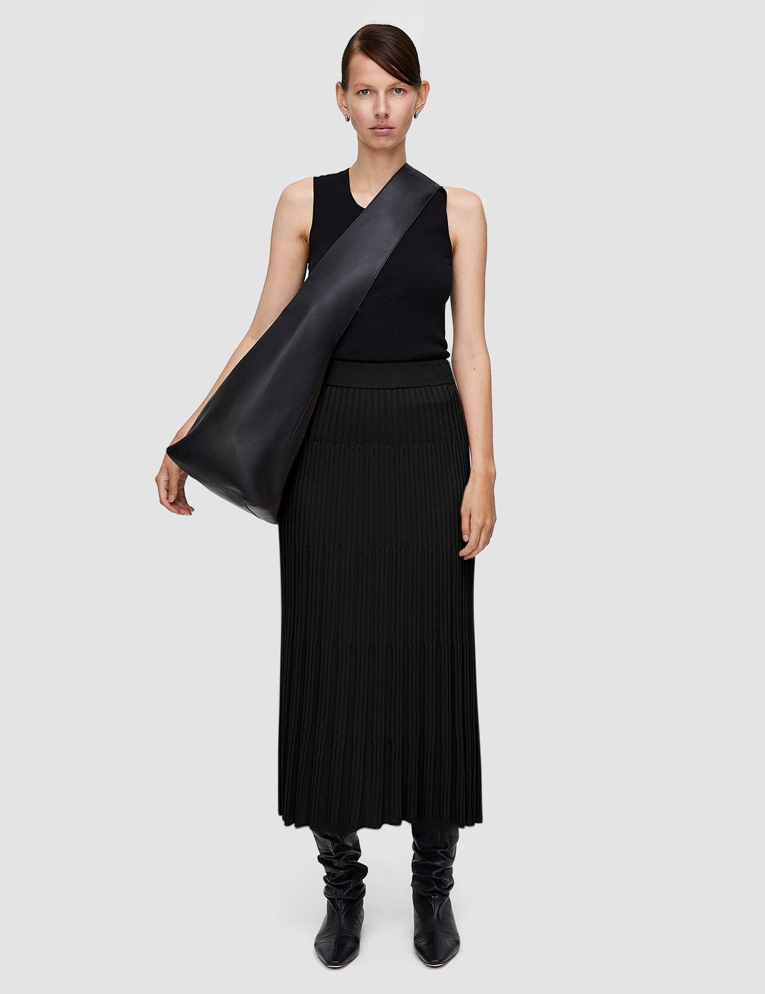 Black Merino Rib Skirt - Joseph