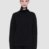 Black Tweed Knit High Neck Jumper - Joseph