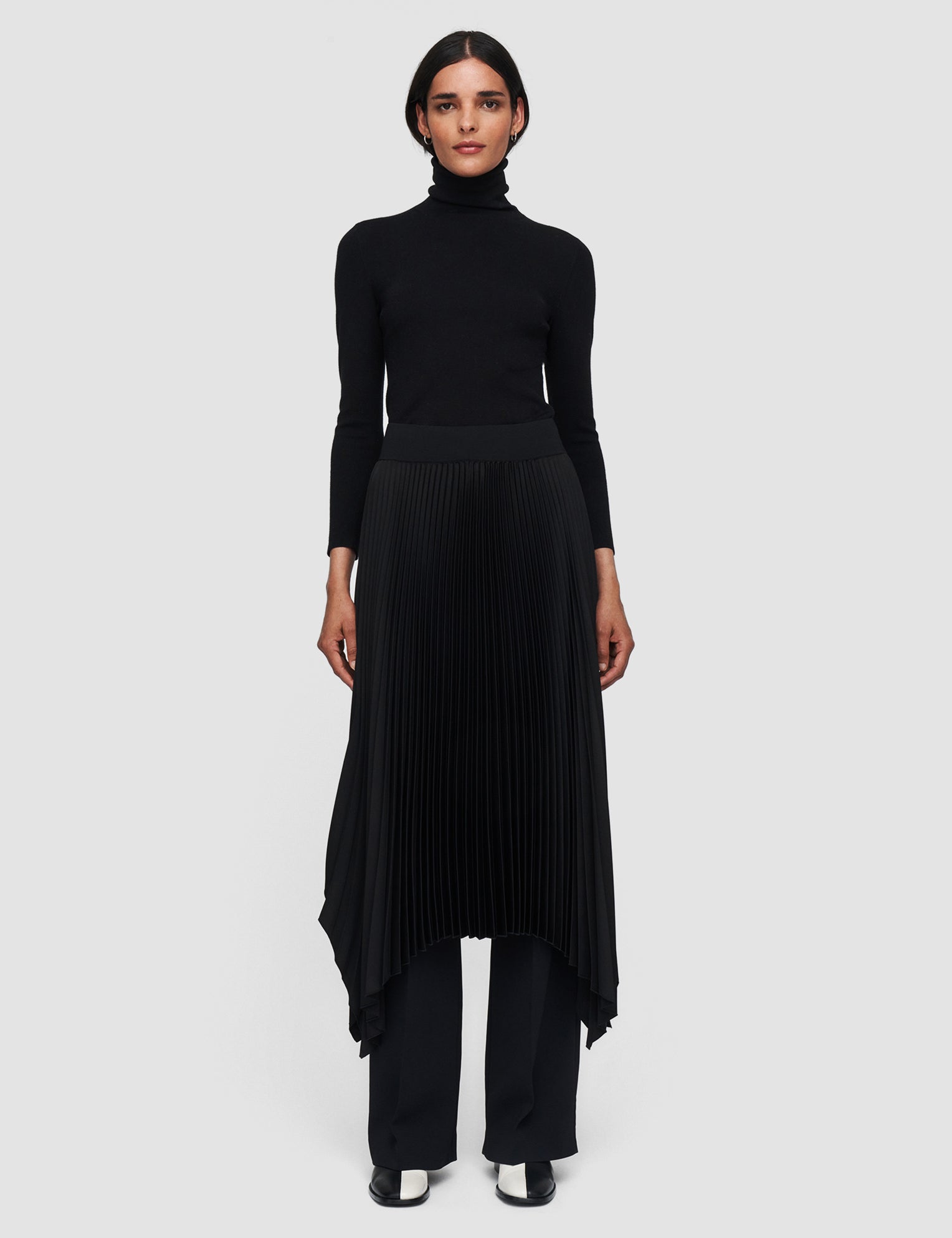 Black Ade Knit Weave Plissé Skirt - Joseph