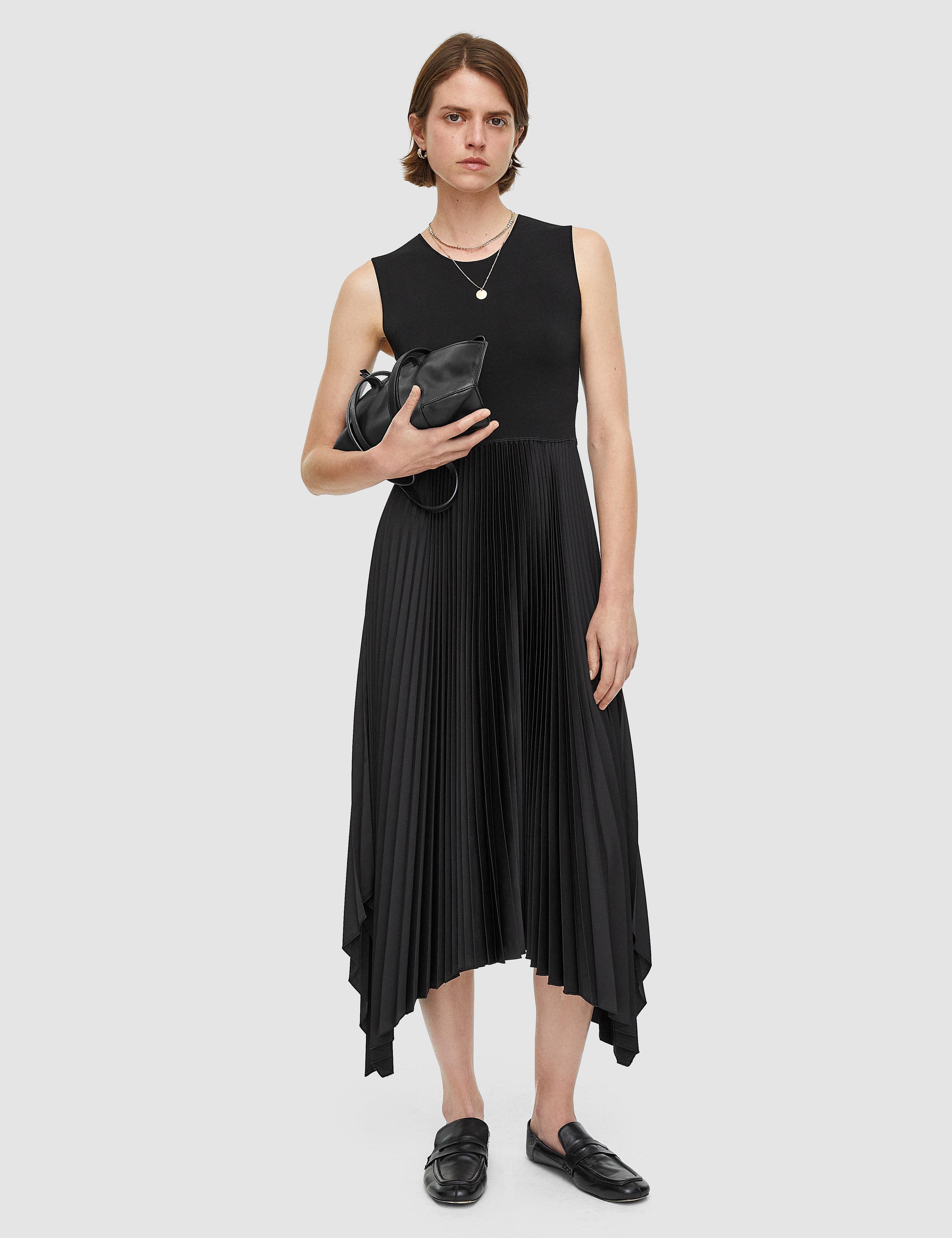 Black Knit Weave Plissé Dera Dress - Joseph