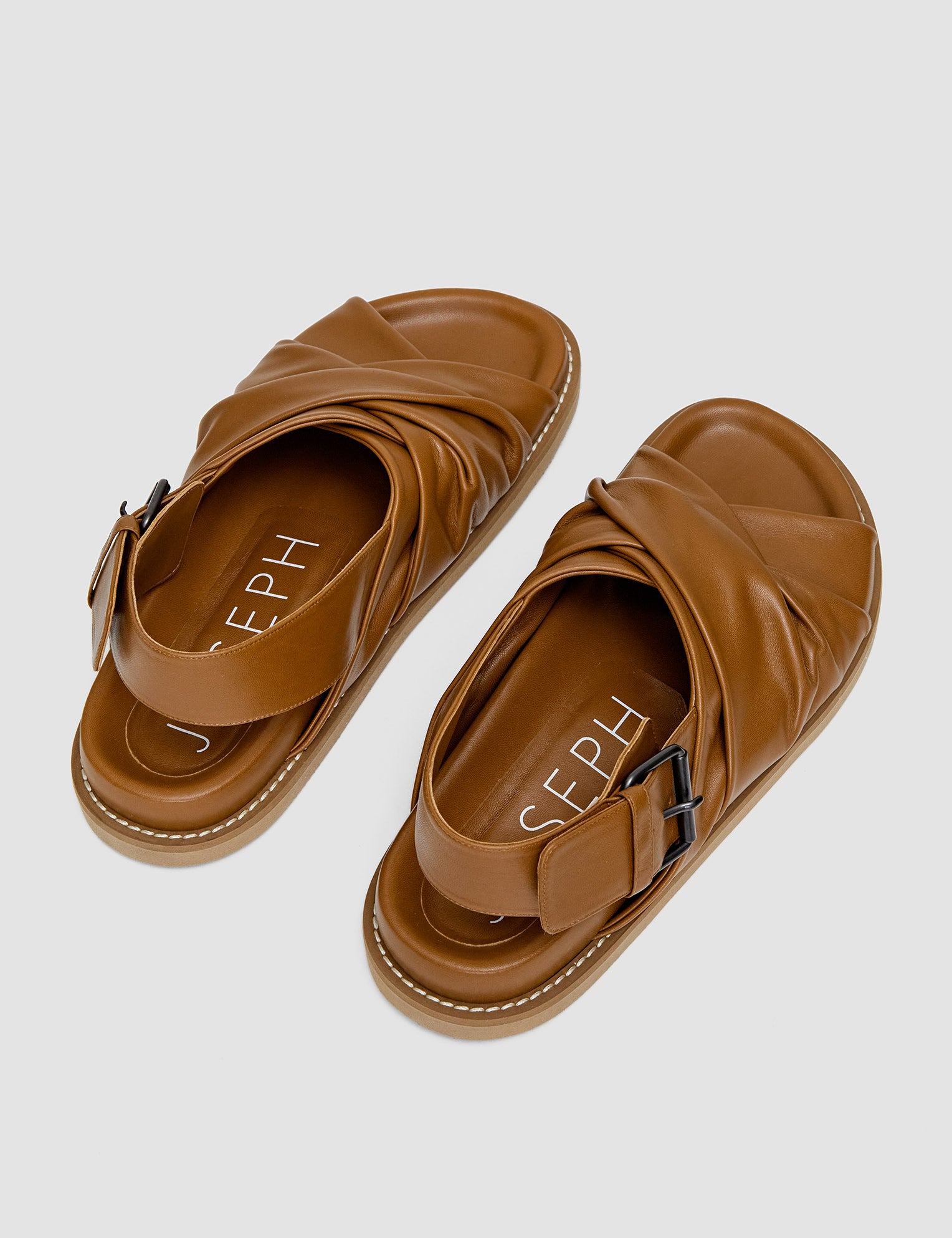 Brown Leather Jazzy Strap Sandals - Joseph