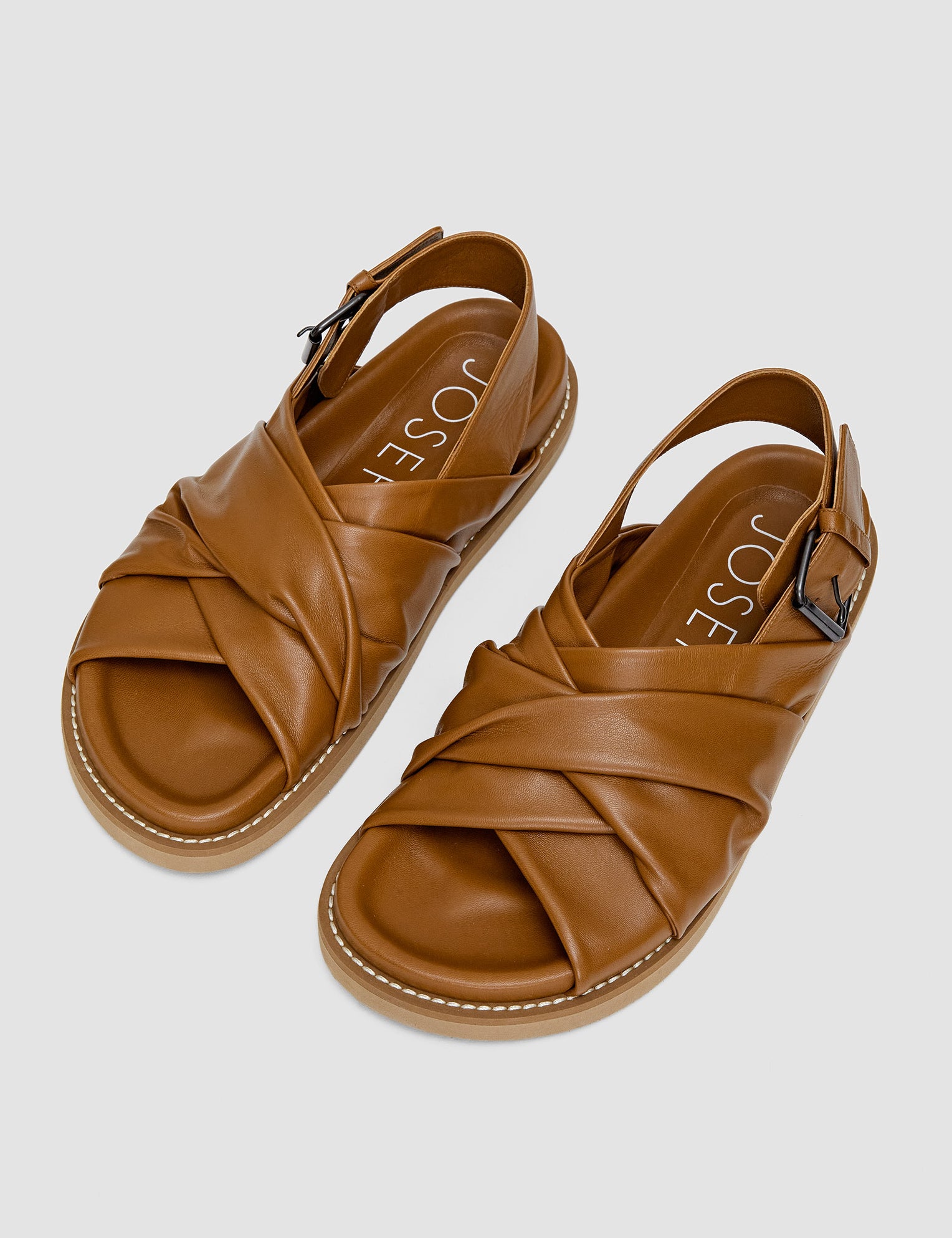 Brown Leather Jazzy Strap Sandals - Joseph