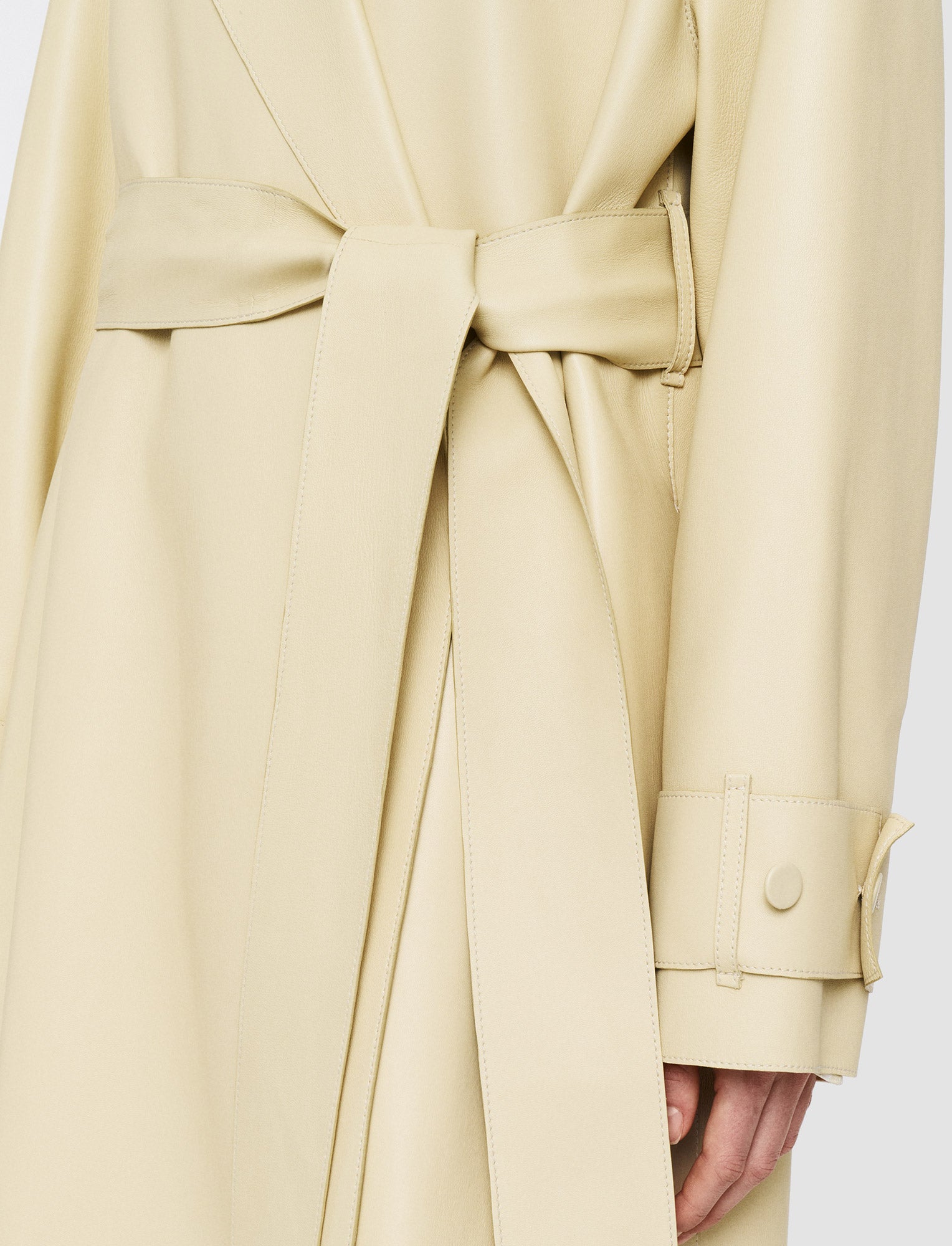 green-bonded-leather-courty-coat-JOSEPH