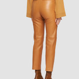 Brown Coleman Leather Stretch Trousers - Joseph