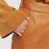 Brown Coleman Leather Stretch Trousers - Joseph