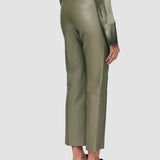 Green Coleman Leather Stretch Trousers - Joseph