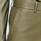 Green Coleman Leather Stretch Trousers - Joseph