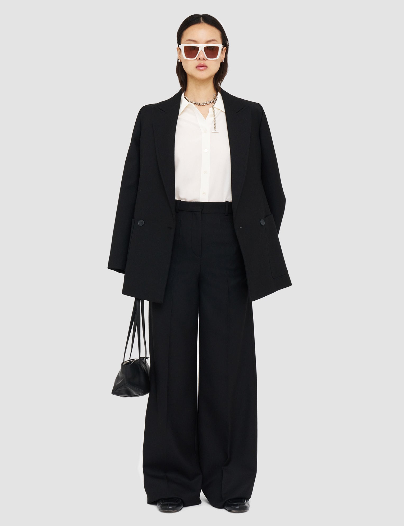 Black Fluid Wool Alana Trousers - Joseph