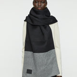 Black Double Face Wool Colourblock Scarf - Joseph