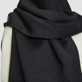 Black Double Face Wool Colourblock Scarf - Joseph