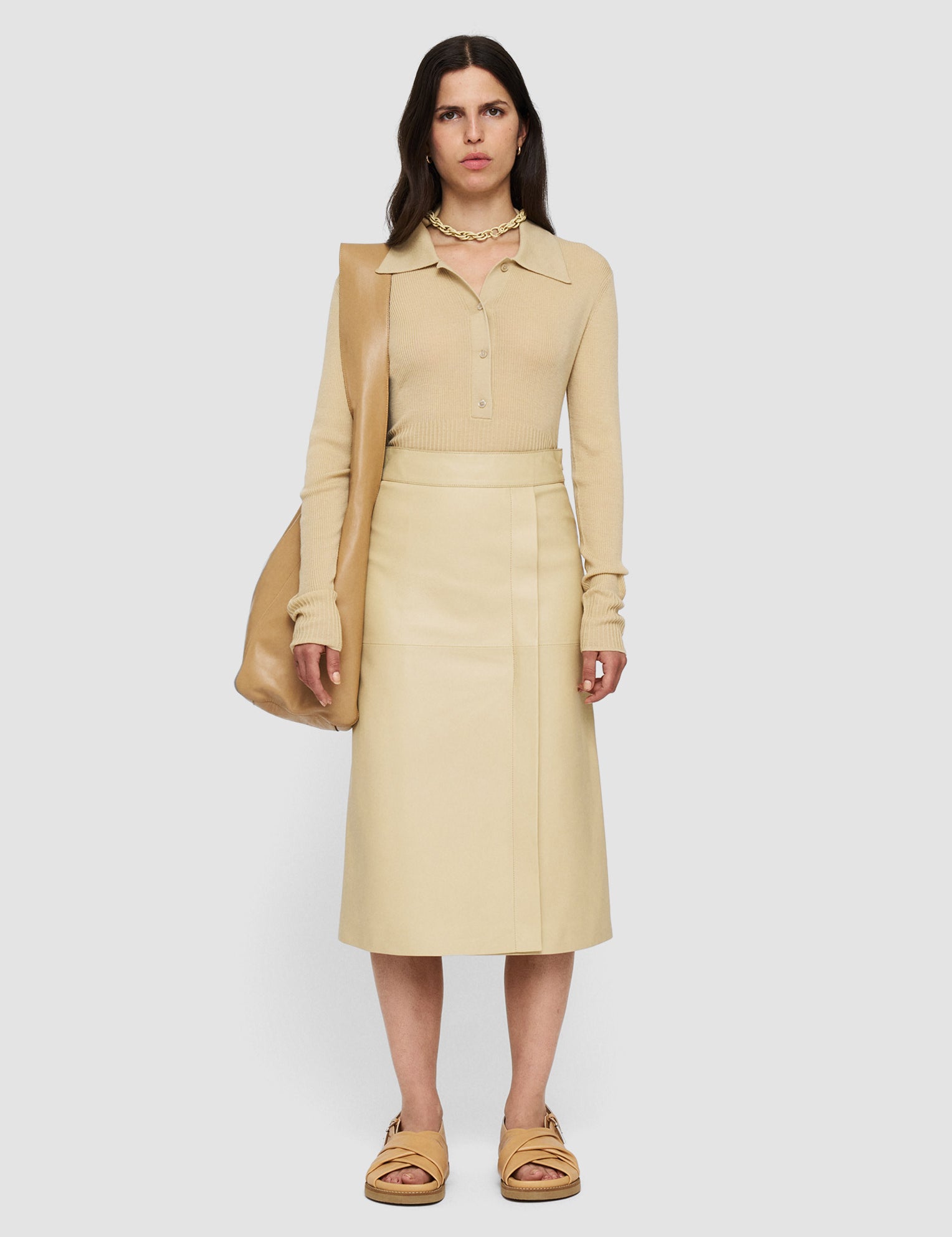 Beige Nappa Leather Sèvres Skirt - Joseph