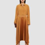 Brown Ade Knit Weave Plissé Skirt - Joseph