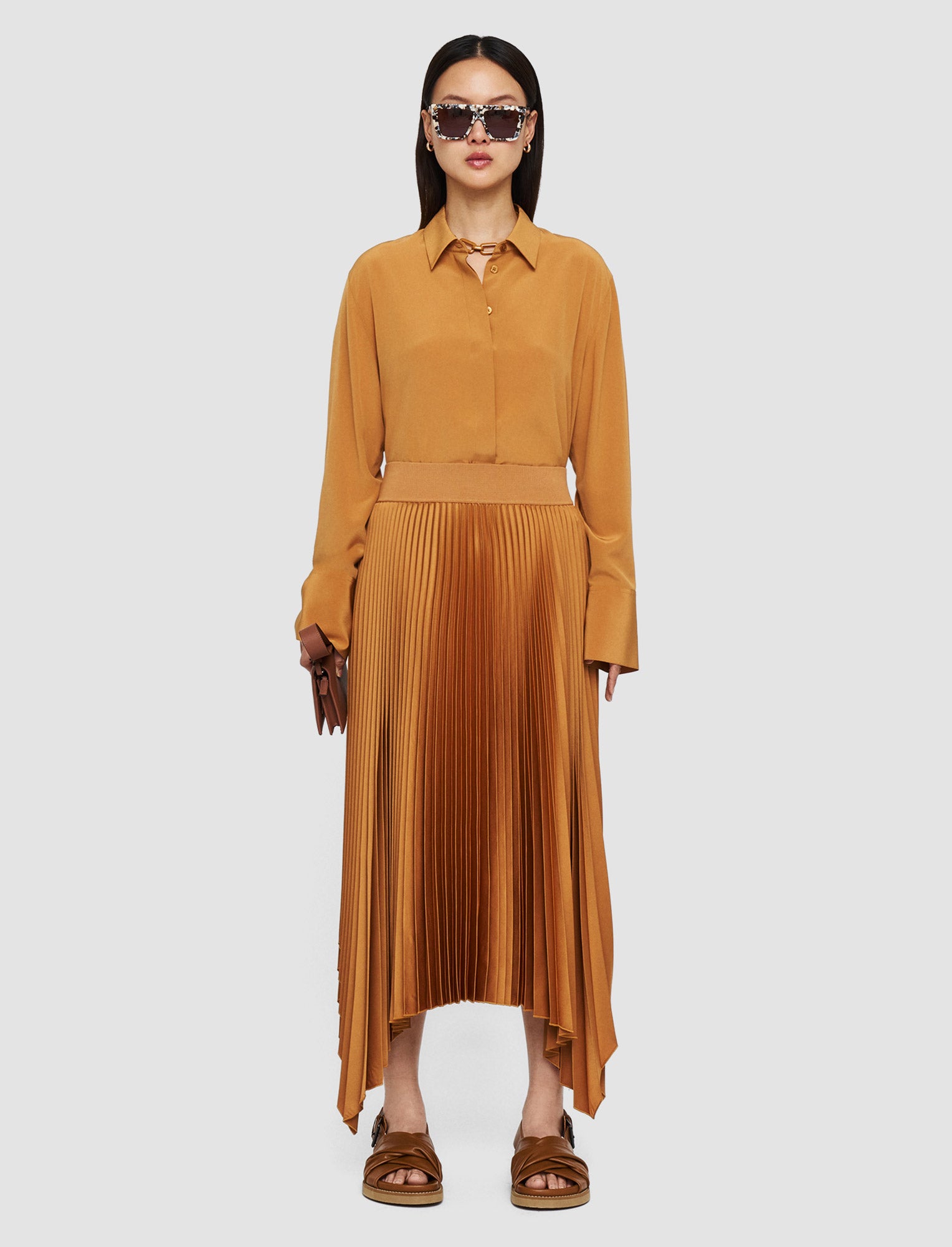 brown-ade-knit-weave-plisse-skirt-JOSEPH