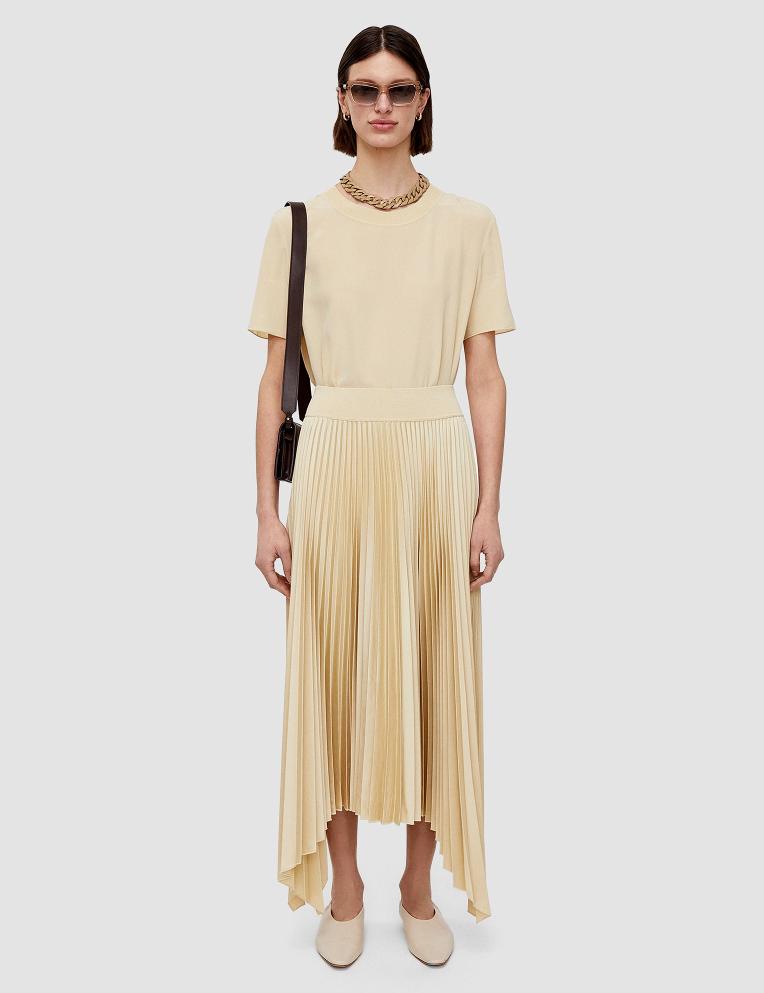 Beige Ade Knit Weave Plissé Skirt - Joseph