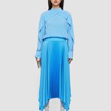 Blue Ade Knit Weave Plissé Skirt - Joseph