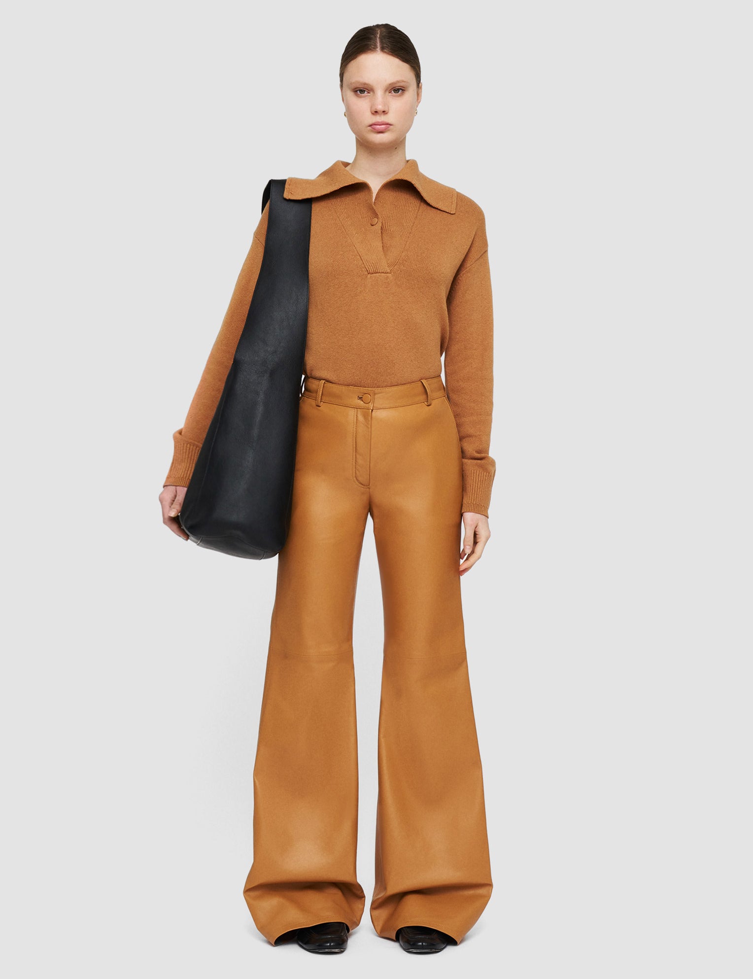 Brown Nappa Leather Tessier Trousers - Joseph