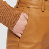 Brown Nappa Leather Tessier Trousers - Joseph