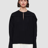 Black Silk Crepe de Chine Balard Blouse - Joseph