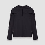 Black Silk Crepe de Chine Balard Blouse - Joseph