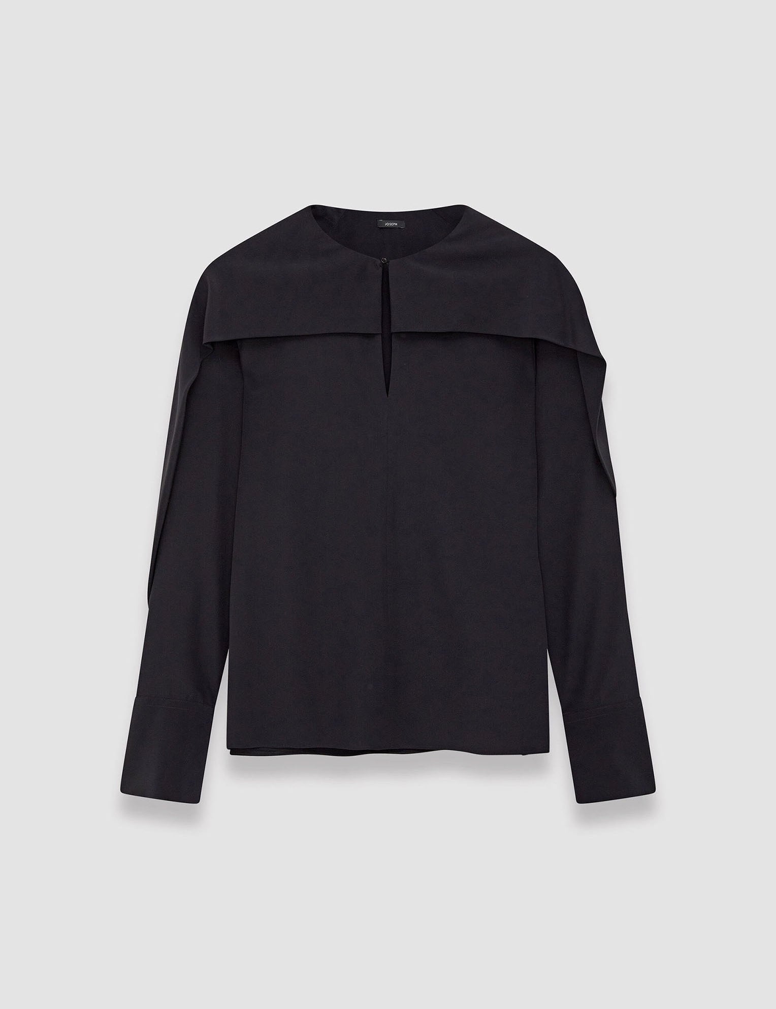 Black Silk Crepe de Chine Balard Blouse - Joseph