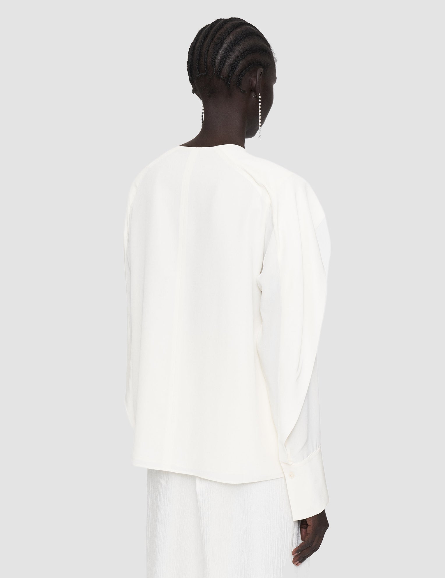 White Silk Crepe de Chine Balard Blouse - Joseph