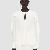 White Silk Crepe de Chine Balard Blouse - Joseph