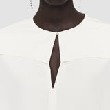 White Silk Crepe de Chine Balard Blouse - Joseph