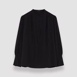 Black Silk Crepe de Chine Buci Blouse - Joseph