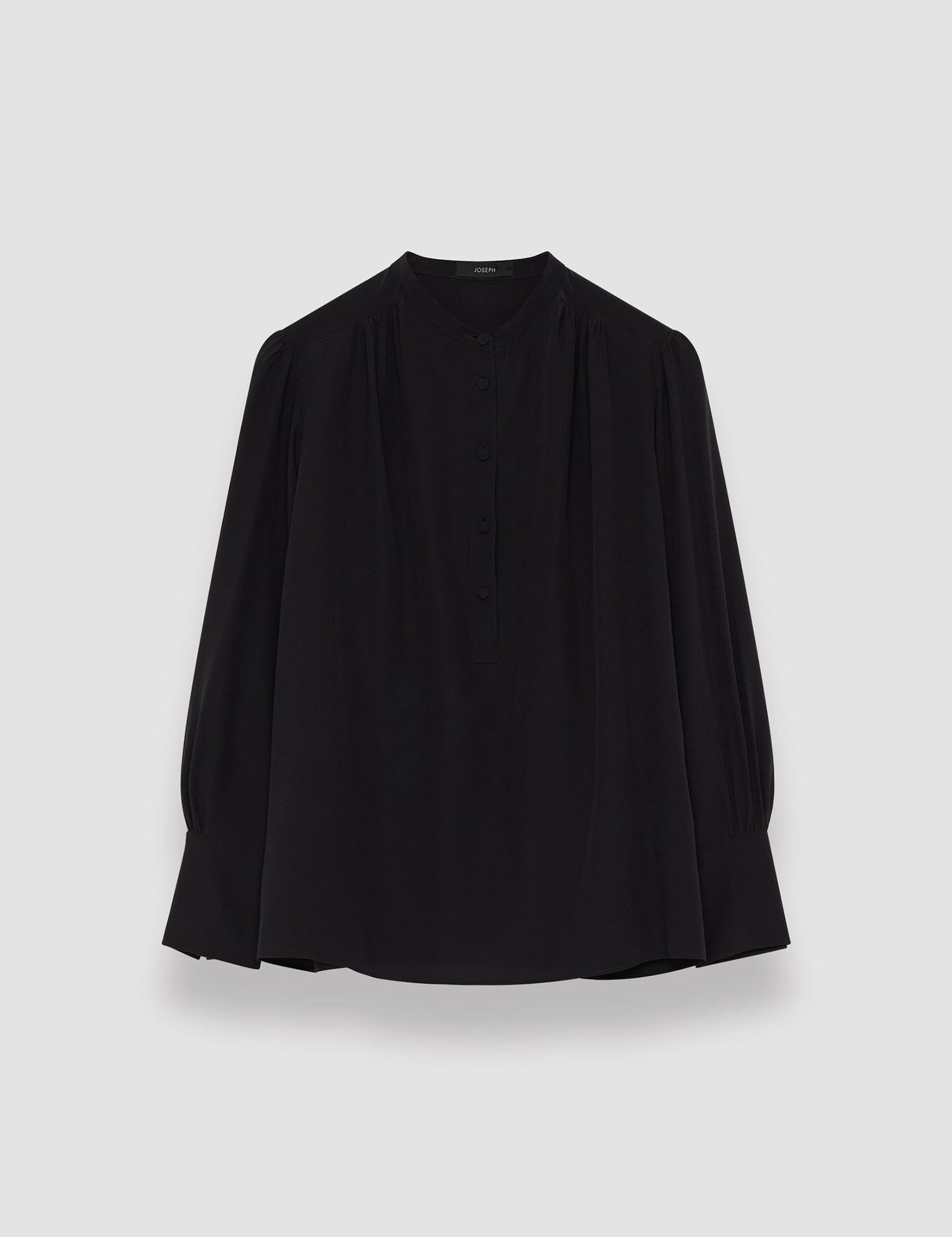 Black Silk Crepe de Chine Buci Blouse - Joseph