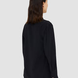 Black Silk Crepe de Chine Buci Blouse - Joseph