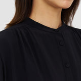 Black Silk Crepe de Chine Buci Blouse - Joseph