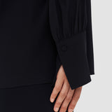 Black Silk Crepe de Chine Buci Blouse - Joseph