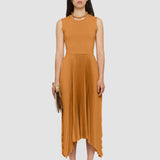 Brown Knit Weave Plissé Dera Dress - Joseph