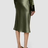 Green Isaak Silk Satin Skirt - Joseph