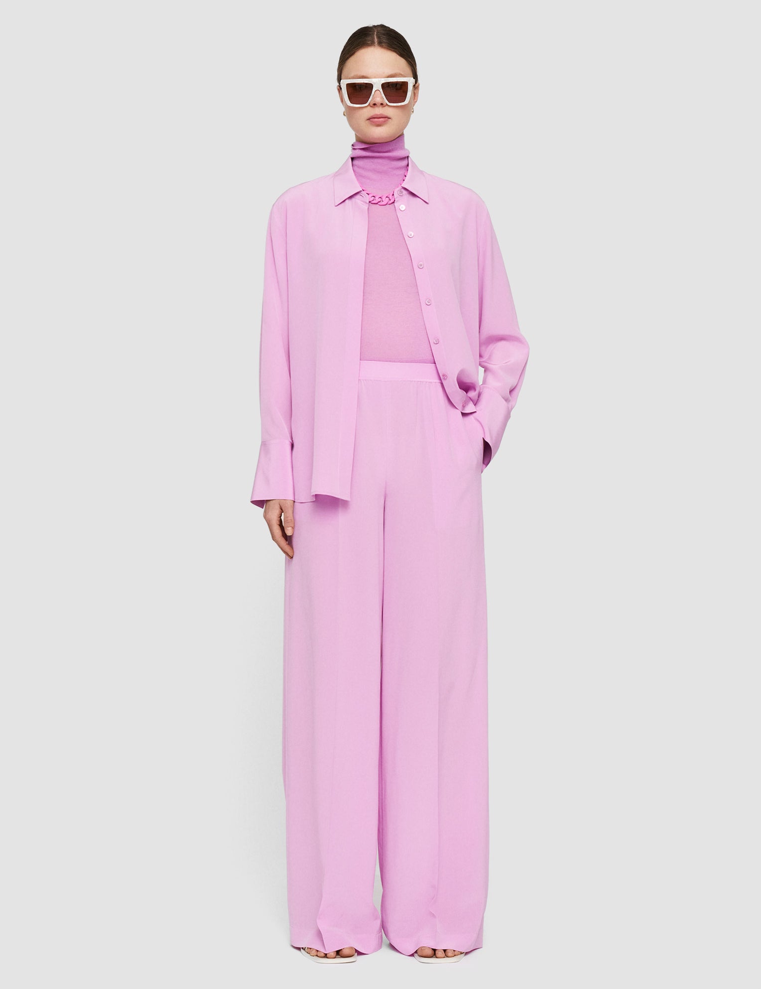 Pink Hulin Crepe de Soie Silk Trousers - Joseph