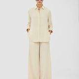 Beige Hulin Crepe de Soie Silk Trousers - Joseph