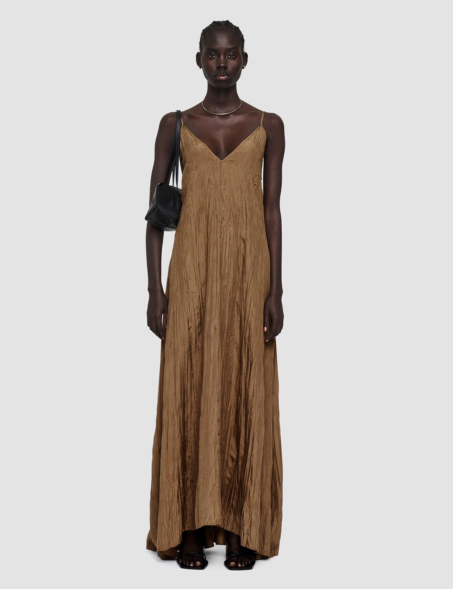 Brown Habotai Silk Daniele Dress - Joseph