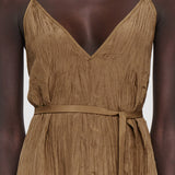 Brown Habotai Silk Daniele Dress - Joseph